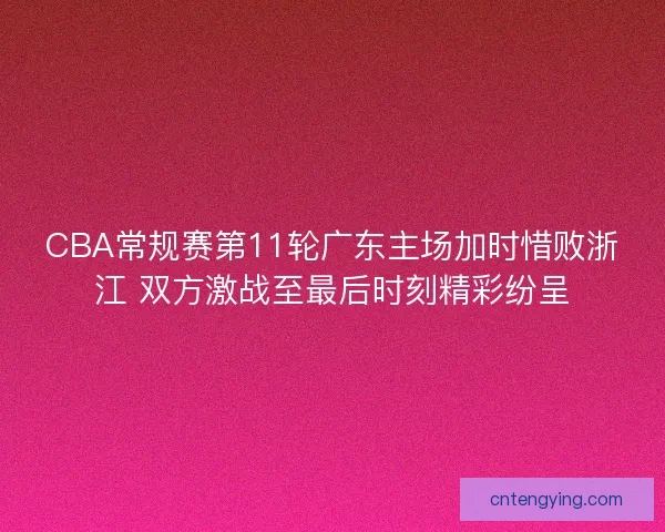 CBA常规赛第11轮广东主场加时惜败浙江 双方激战至最后时刻精彩纷呈 CBA常规赛第11轮广东主场加时惜败浙江 双方激战至最后时刻精彩纷呈