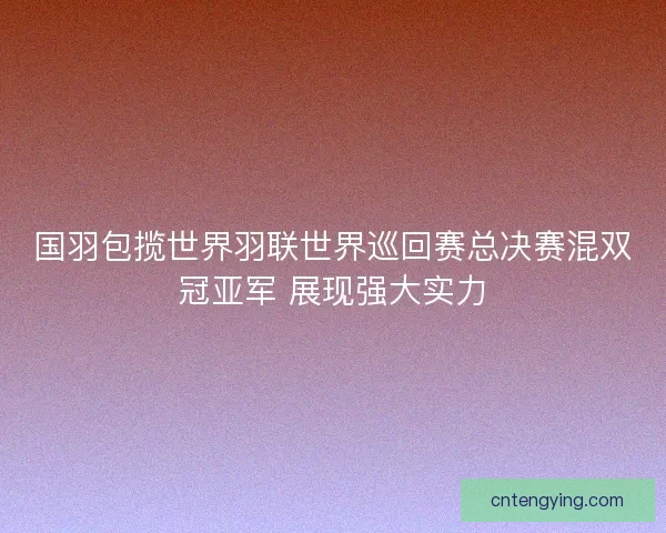 国羽包揽世界羽联世界巡回赛总决赛混双冠亚军 展现强大实力