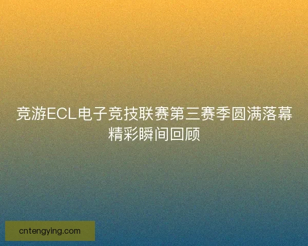 竞游ECL电子竞技联赛第三赛季圆满落幕精彩瞬间回顾 竞游ECL电子竞技联赛第三赛季圆满落幕精彩瞬间回顾