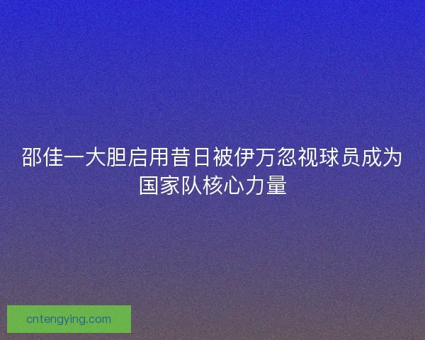 邵佳一大胆启用昔日被伊万忽视球员成为国家队核心力量 邵佳一大胆启用昔日被伊万忽视球员成为国家队核心力量